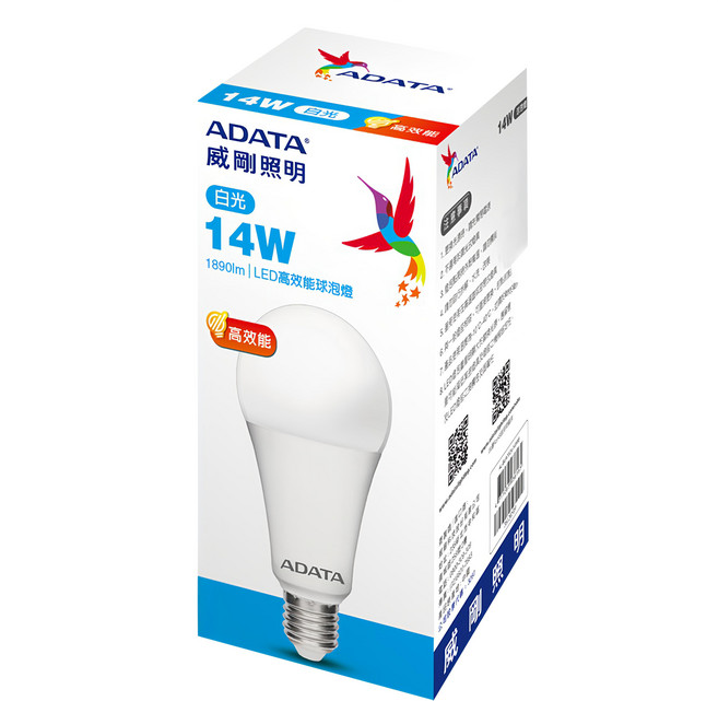 ADATA 威剛 LED 14W球泡燈, 白光, 20個