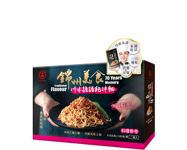 中農粉絲 錦州美食 川味擔擔乾拌麵 115g, 1盒