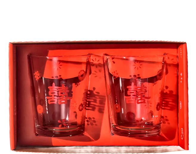 Mao's 樂陶陶 囍囍玻璃杯組 166ml, 囍囍, 1組