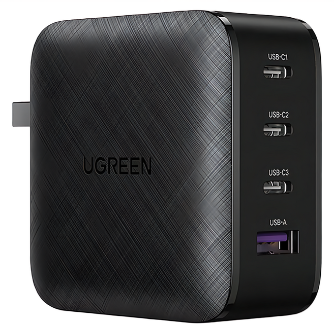 UGREEN 綠聯 65W GaN充電器 快充版 3C1A 厚32.2 x 65 x 65mm 172g, 黑色, 1個
