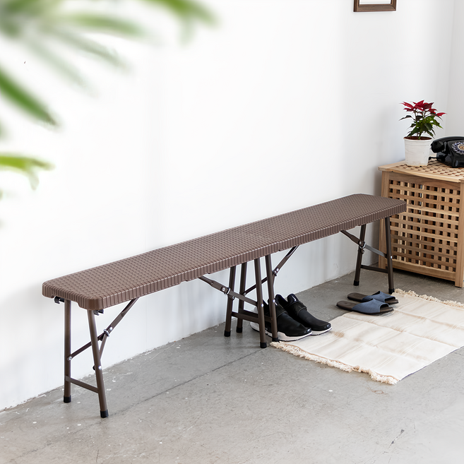 AMOS 亞摩斯 仿藤三人坐折疊戶外露營長椅 YCN047BR 183 x 28 x 44cm, 棕色
