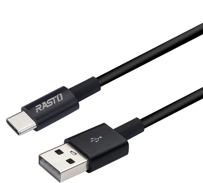 RASTO RX41 Type C 高速QC3.0充電傳輸線雙入組, 黑色, 1組