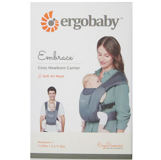 ergobaby Embrace 環抱二式初生嬰兒背帶柔軟透氣款, 洗水黑