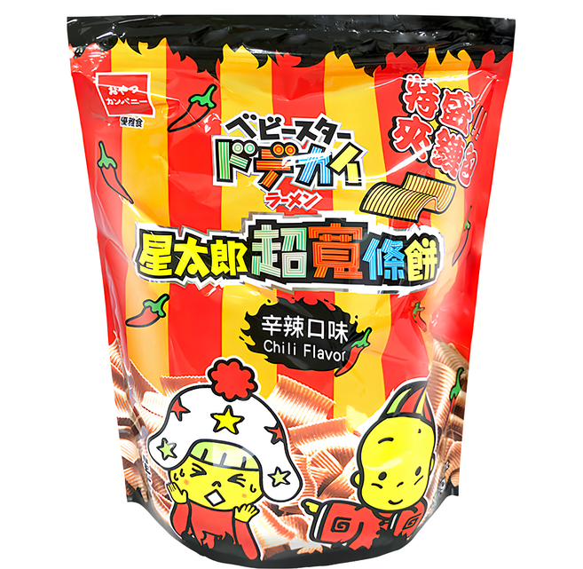 OYATSU 優雅食 BABY STAR 星太郎 超寬條餅 辛辣口味 特盛夾鏈包, 230g, 1包