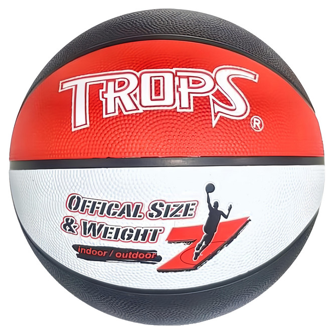 TROPS 特波士 三色刻字籃球 附美式球針網 紅色