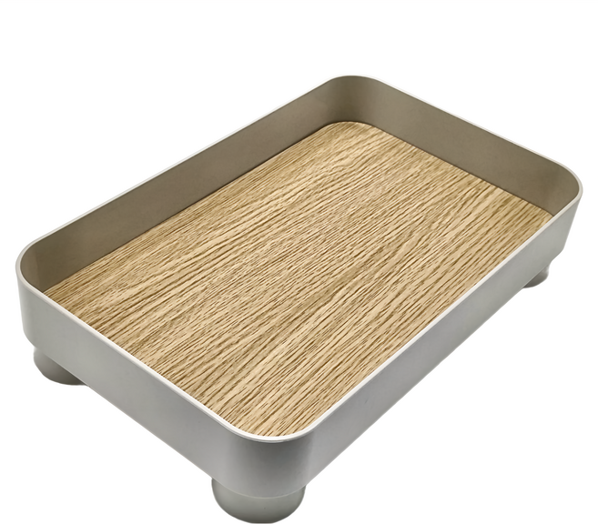 沐慕家居 多用途收納托盤 塑料材質 尺寸22x30cm, 灰色, 1個