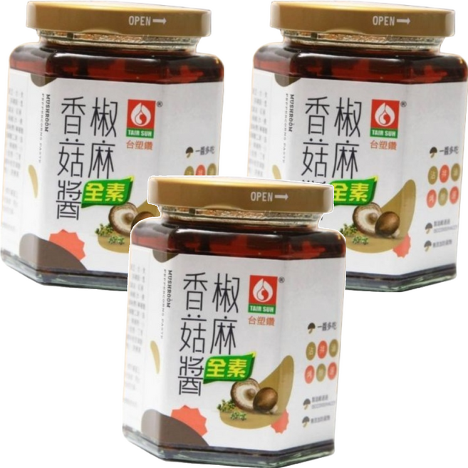 台塑餐飲 椒麻香菇醬 全素, 280g, 3罐