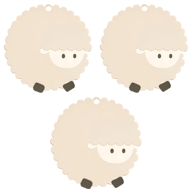 小麥購物 G809 卡通矽膠隔熱墊 大, 灰白羊, 3個