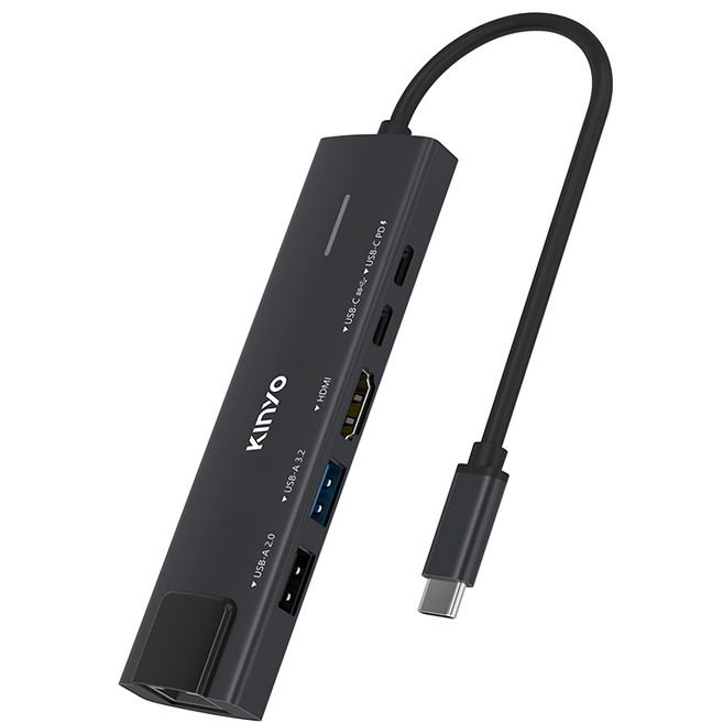 KINYO 六合一多功能擴充座 KCR-416 線長15cm 121.31 x 31.51 x 15.27mm 52g, 1個