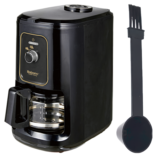 Balzano 全自動磨豆咖啡機 附玻璃壺 + 量匙 原廠保固, 黑色, BZ-CM1061