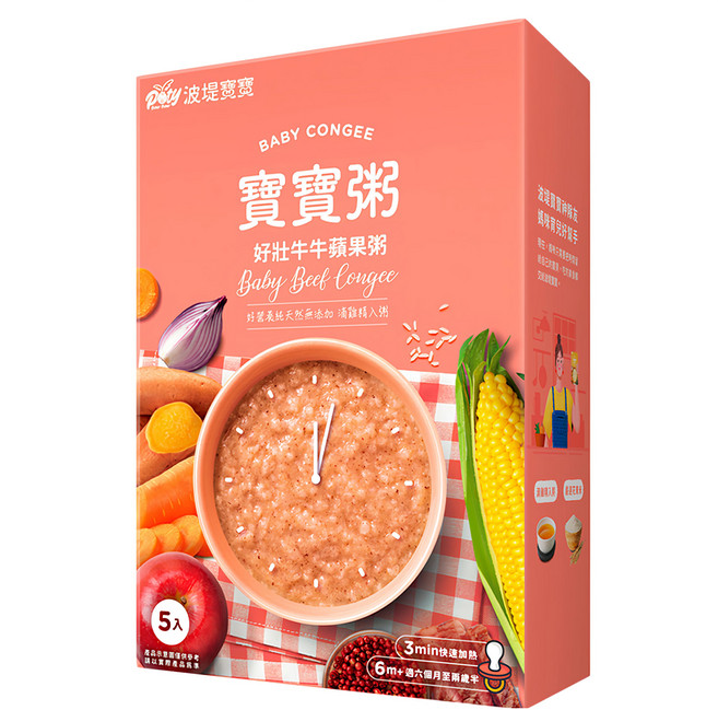 波堤寶寶 寶寶粥 好壯牛牛蘋果, 750g, 1盒