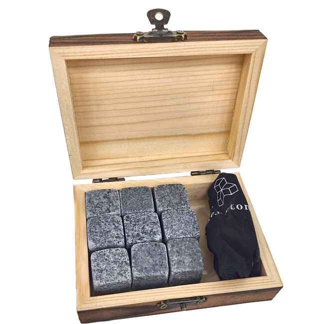 冰酒石木盒套裝 灰色花崗岩 265g, 1個