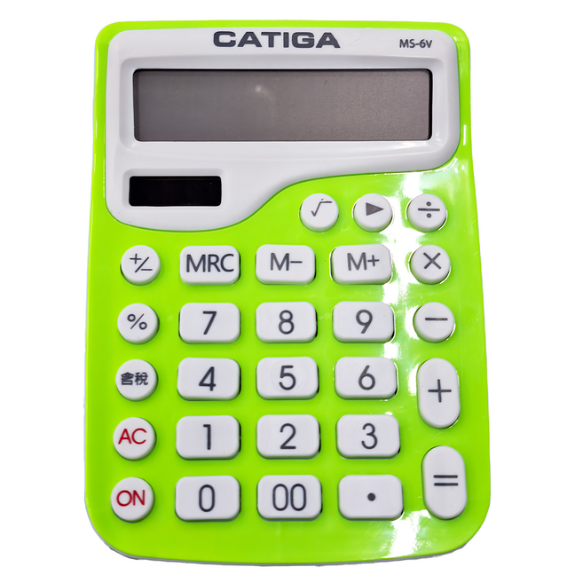 CATIGA 12位數含稅價 快速IC計算機 MS-6V 130 x 98 x 34mm 83g, 綠色, 1台