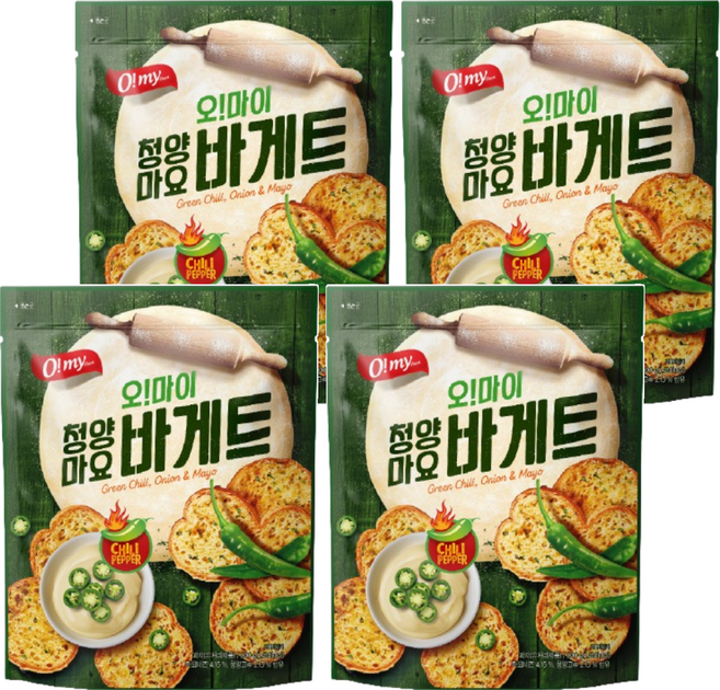 O my food 歐邁福 法式麵包餅乾 青陽辣椒美乃滋口味, 300g, 4包