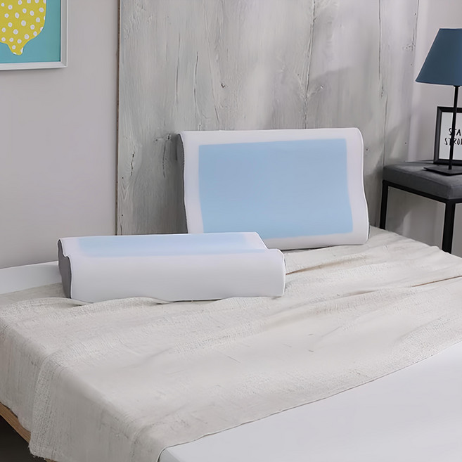 Ishur 伊舒爾 冰晶涼感記憶枕 工學護頸型 2入 透氣舒適 零壓力太空記憶棉 60 x 40 x 10cm