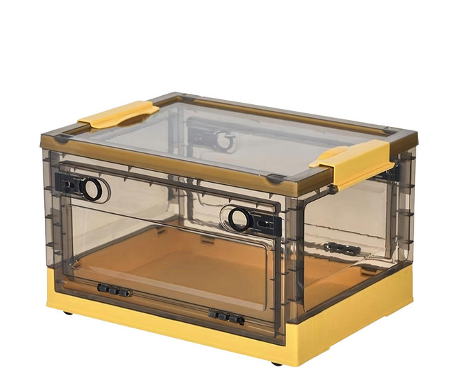 Mega 莫蘭迪雙開式可折疊滑輪收納箱 27L, 茶黃色, 1個