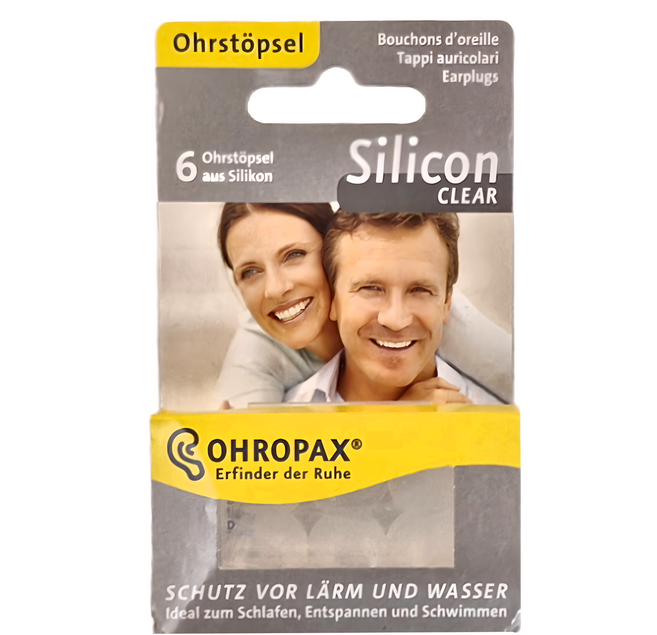 OHROPAX 安耳悠 德國 矽膠耳塞 防噪音 睡眠 游泳 閱讀 SILICOM CLEAR 透明, 6個, 1組