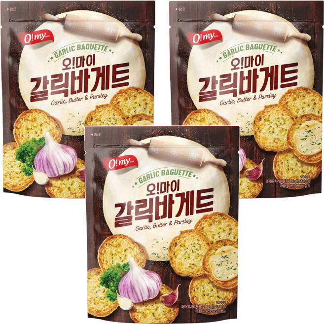 O my food 歐邁福 法式麵包餅乾 香蒜奶油口味, 300g, 3包