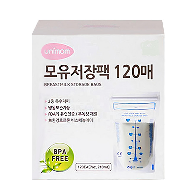 unimom 母乳儲存袋 210ml, 120入, 1盒