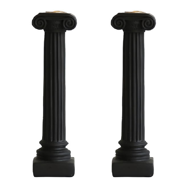 快豹 Sophia 歐式希臘羅馬柱燭檯 合成樹脂材質 一組2入, 黑色