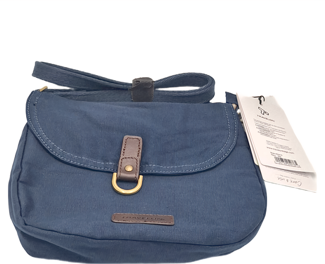 TRAVELON 3層防盜馬鞍包/側背包/斜背包/背帶包 防割防搶, 藍色