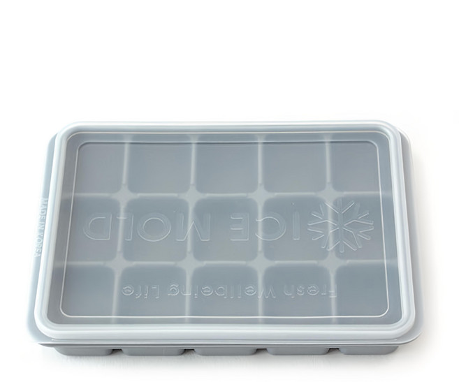 Kitchen Factory 15格矽膠製冰盒 含蓋, 灰色, 1個