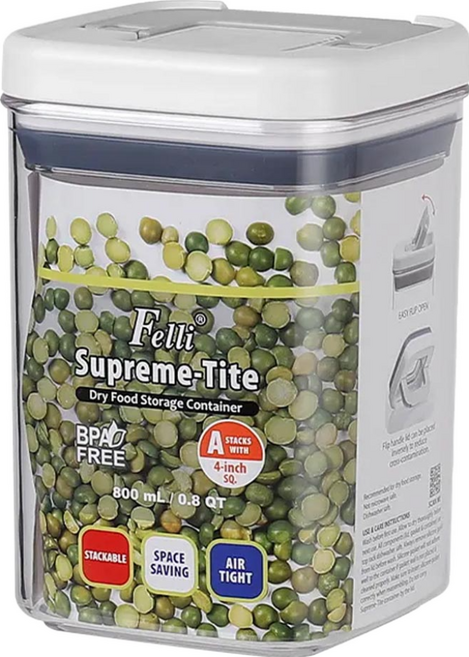 Felli 飛綠 優密方形儲物罐 800ml, 透明, 1個
