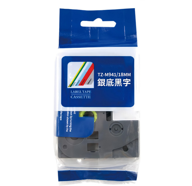 NEXTPAGE 台灣榮工 台灣公司貨 特殊規格標籤帶 TZe-M941, 銀底黑字, 8m