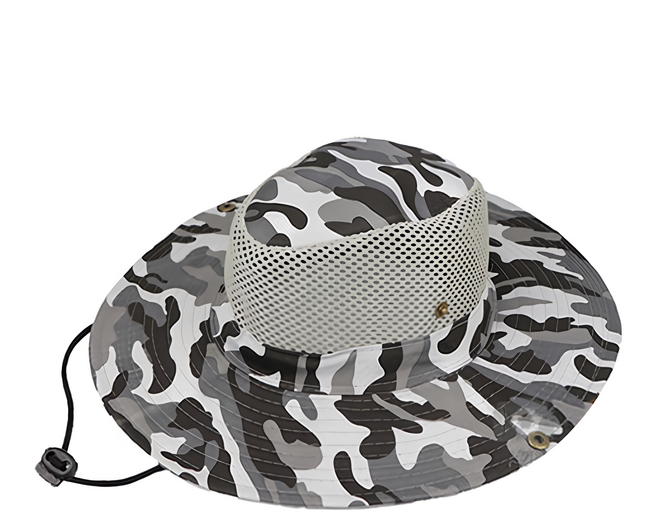 捷華 網狀透氣迷彩登山帽, 灰白色