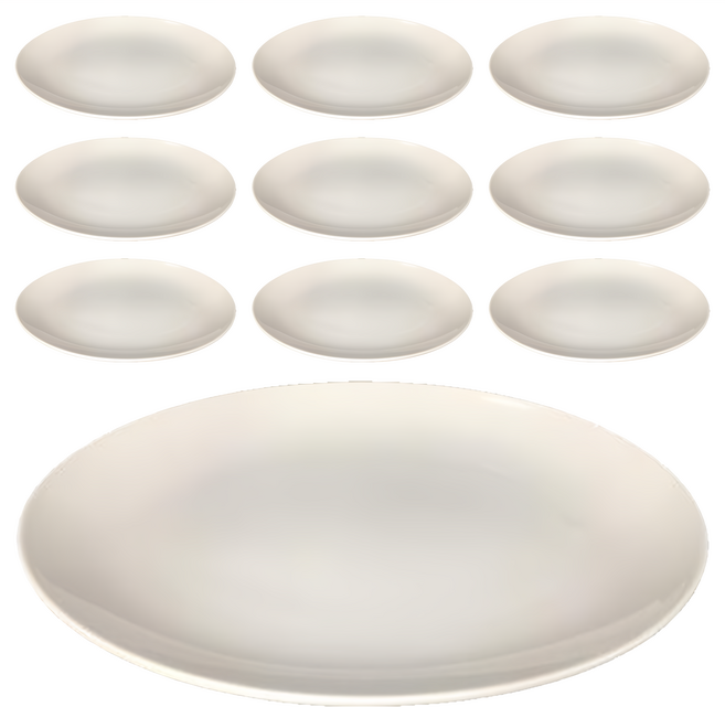 TATUNG 大同磁器 長皿 10入組 餐盤, 橢圓 白色, 10個