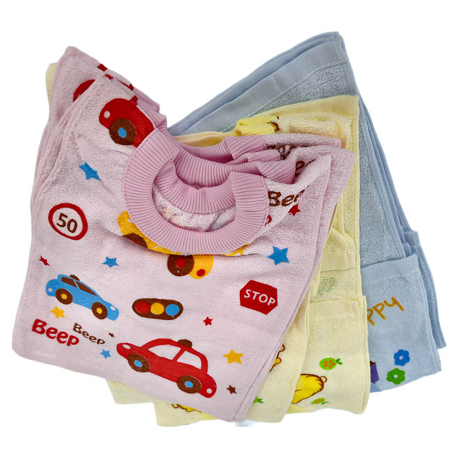 DASING 達興 印花圍兜 52 x 27cm, 粉色 + 黃色 + 藍色, 12條, 1組