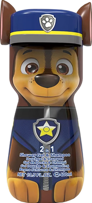 AIR-VAL Paw Patrol 汪汪隊警察阿奇 2合1沐浴洗髮精 前味(椰子&萊姆) 中味(甜桃&柑橘&鈴蘭百合) 後味(奶油&木材), 400ml, 1瓶