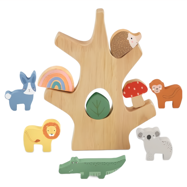 fisher-price 費雪 木製可愛動物平衡樹, 1組