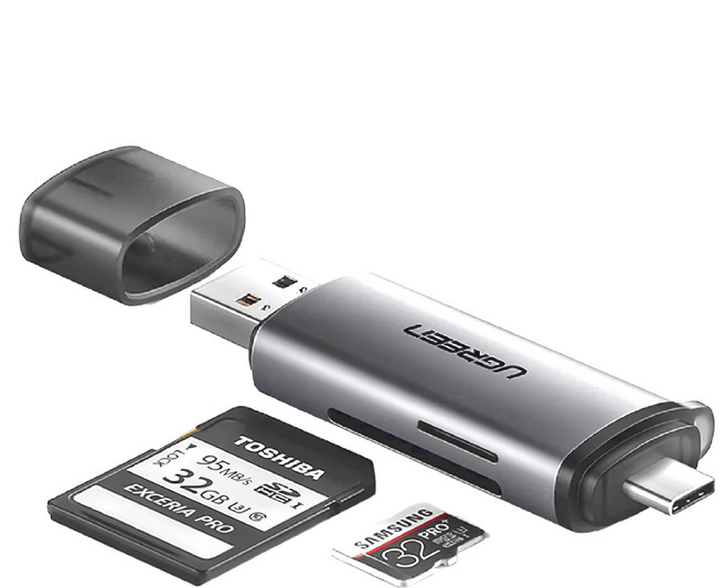 UGREEN 綠聯 SD+TF Type-C+USB 兩用讀卡機, CM184/CM185, 1個