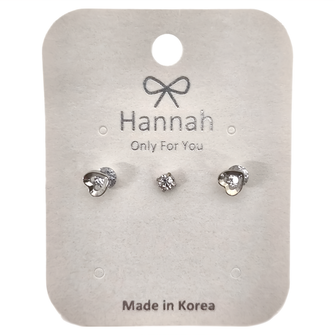Hannah 正韓 18-3貼耳針式耳環 3個 Set 韓國製造