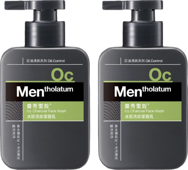 MENTHOLATUM 曼秀雷敦 台灣公司貨 男士冰振活炭潔面乳, 150ml, 2瓶
