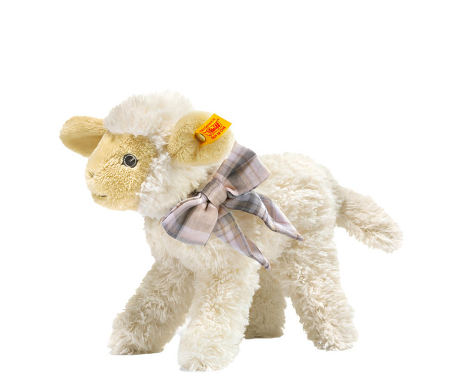 Steiff 金耳釦泰迪熊 little baby Linda lamb 黃標玩偶 德國製柔軟羊毛, 24cm, 黃色, 1個