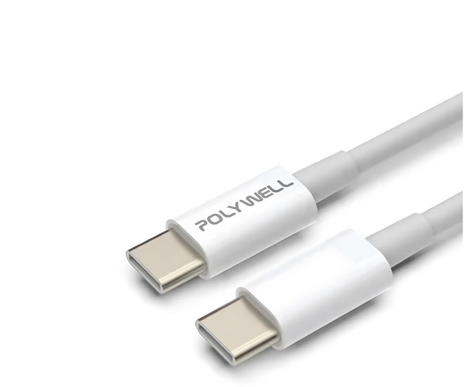 POLYWELL 寶利威爾 Type-C充電線 PW15-W45-M141, 白色, 1條, 1m