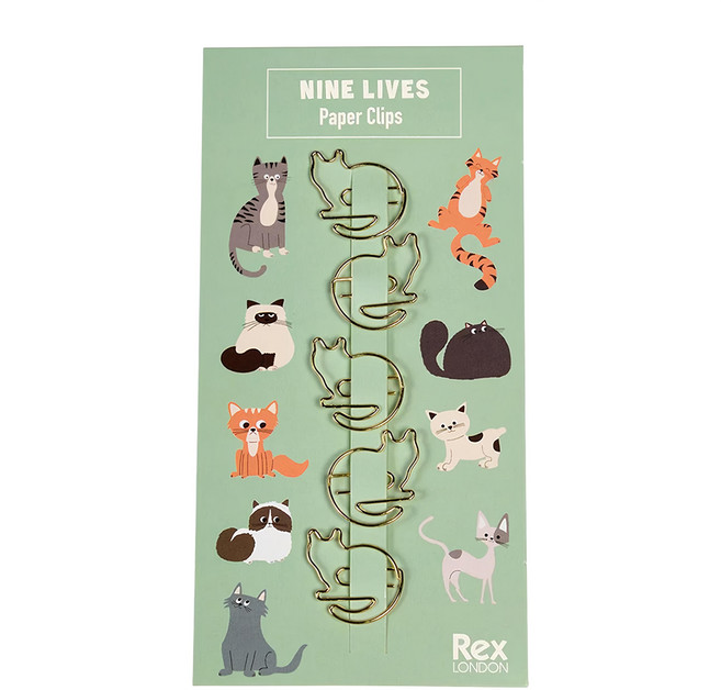 Rex LONDON 動物造型迴紋針/書夾/書籤5件組, 1組, 金色