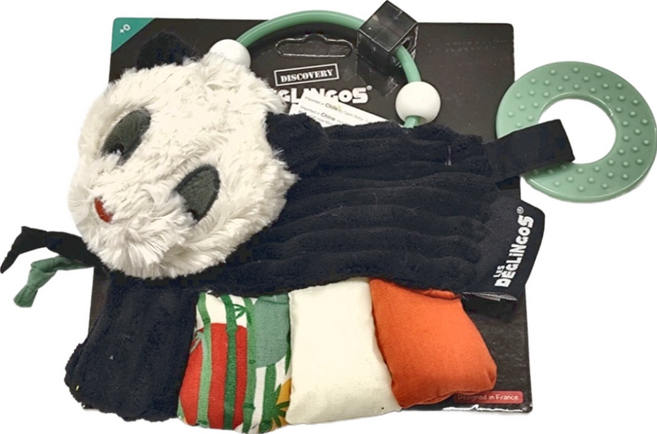 LES DEGLiNGOS 法國 多功能安撫咬咬巾 0~18個月, 熊貓, 1條