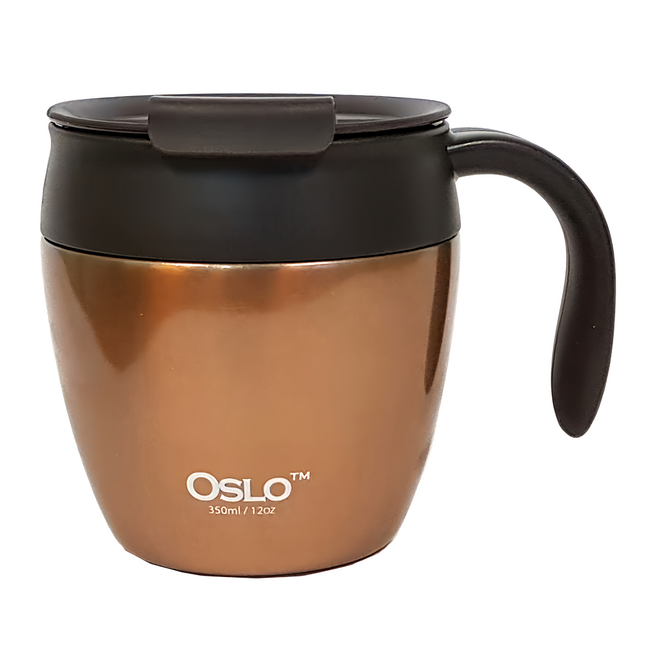 OSLO 雙層真空304不鏽鋼 蘋果造型馬克杯 350ml, 金色, 1個