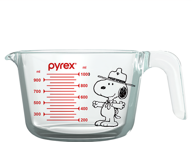 Corelle Brands 康寧餐具 Pyrex 單耳量杯, Snoopy 透明色, 1L, 1個
