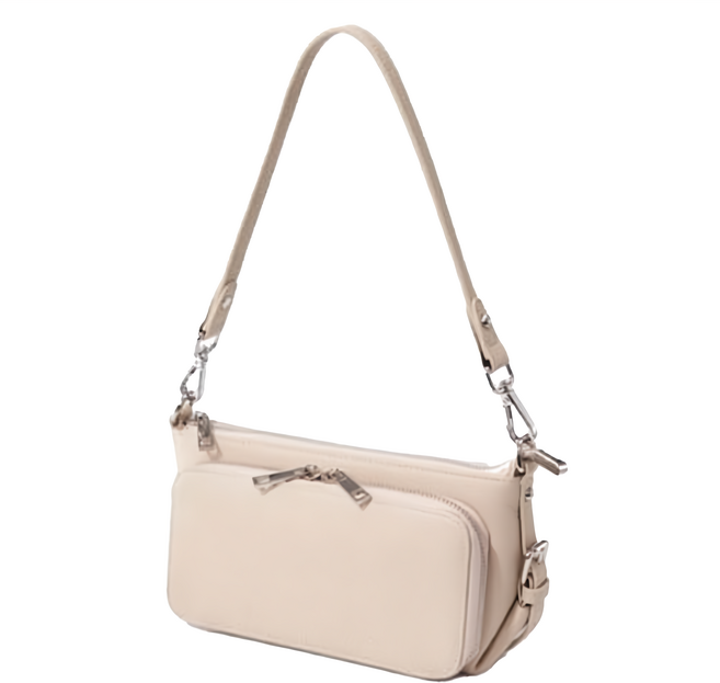 真皮頭層牛皮雙層女士肩背單肩包 斜背包 女包 600g重 手提/單肩/斜跨, 白色