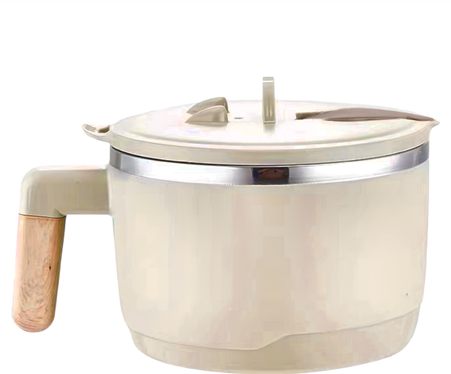 好料理 可瀝水泡麵碗 1200ml 304不鏽鋼+PP材質, 米白色, 1個