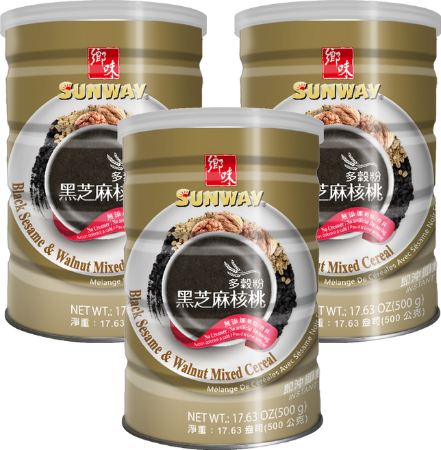 SUNWAY 鄉味 多穀粉 黑芝麻核桃, 500g, 1入, 3罐