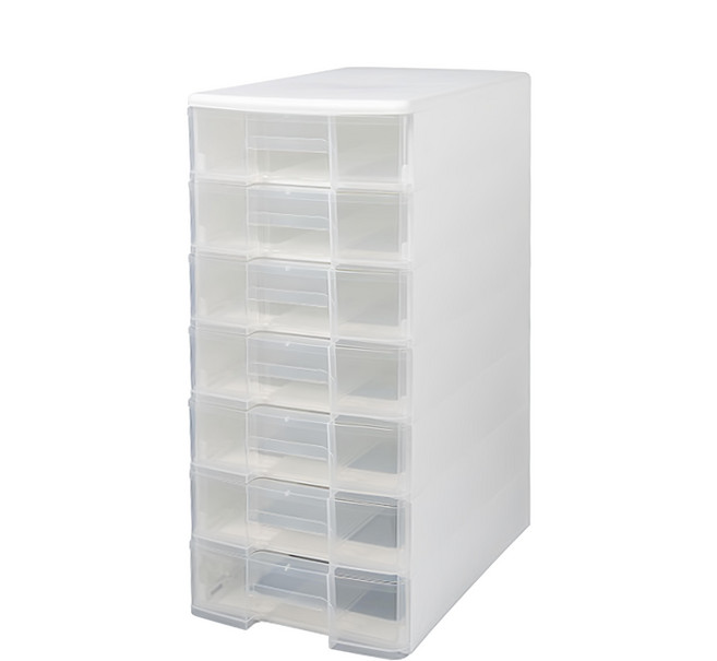 livinbox 魔法收納力A4玲瓏盒 7抽 半透明視窗設計 可迅速找到所需小物件, 白, 1組