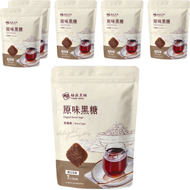 糖鼎 黑糖磚 原味黑糖, 30g, 7顆, 6袋