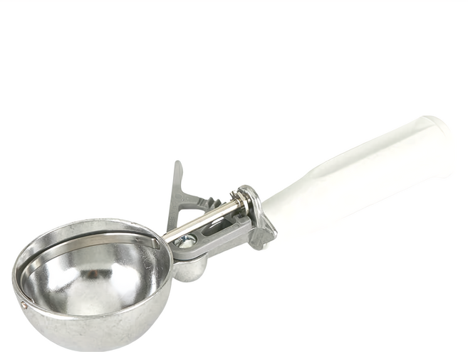 KAI 貝印 KITCHEN 挖冰杓 鋁合金機身 聚乙烯手柄 尺寸200x62x35mm, 銀色 + 白色, 1支