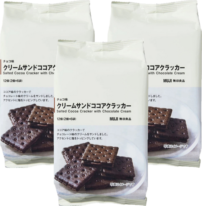 MUJI 無印良品 可可風味夾心餅乾 6包, 114g, 3袋
