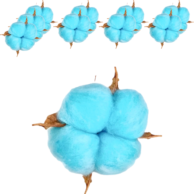 藍色棉花 加軟鐵絲 36cm 藍色, 10支